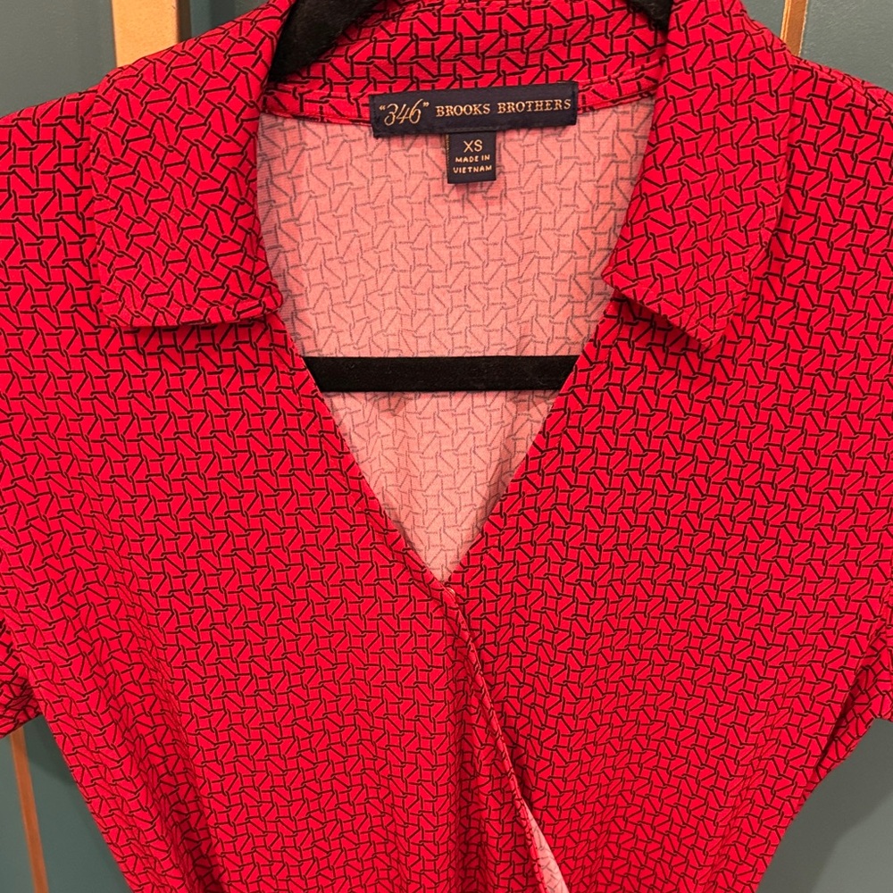 Brooks Brothers Geometric Red wrap dress